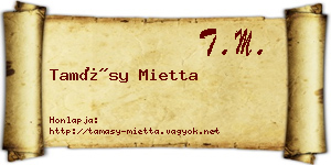 Tamásy Mietta névjegykártya